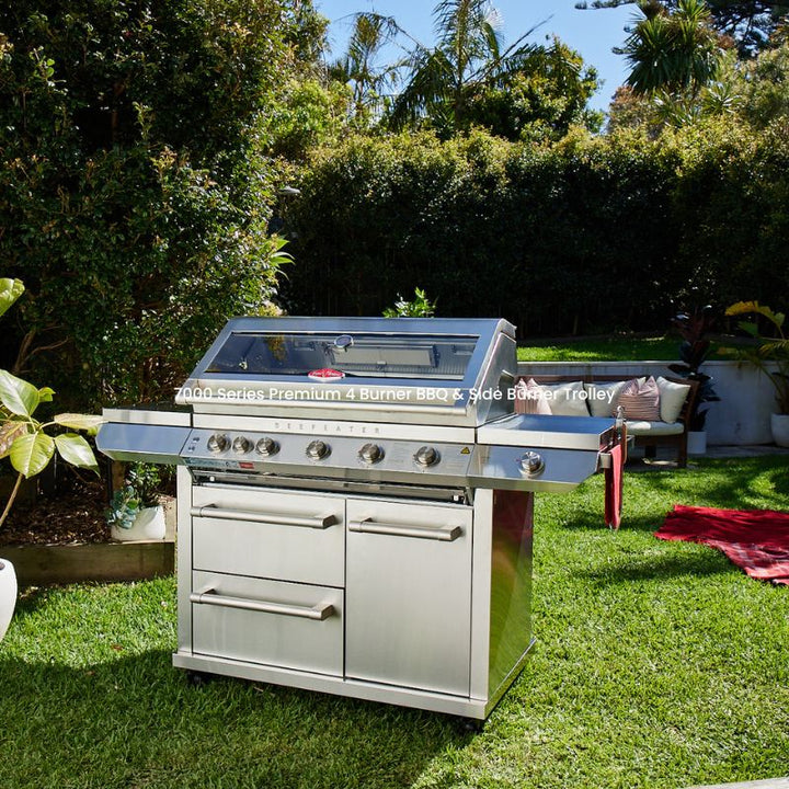 BeefEater 7000 Series Premium 5 Burner BBQ & Side Burner Trolley