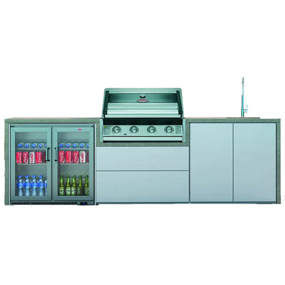 BeefEater Harmony 4 Burner ODK Double Fridge, Sink & Tap Pack c/w 1600S Series BBQ & Fridge