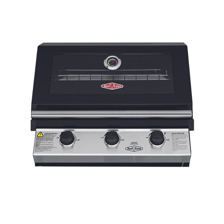 BeefEater 1200E Series Black Enamel 3 Burner Built-In BBQ