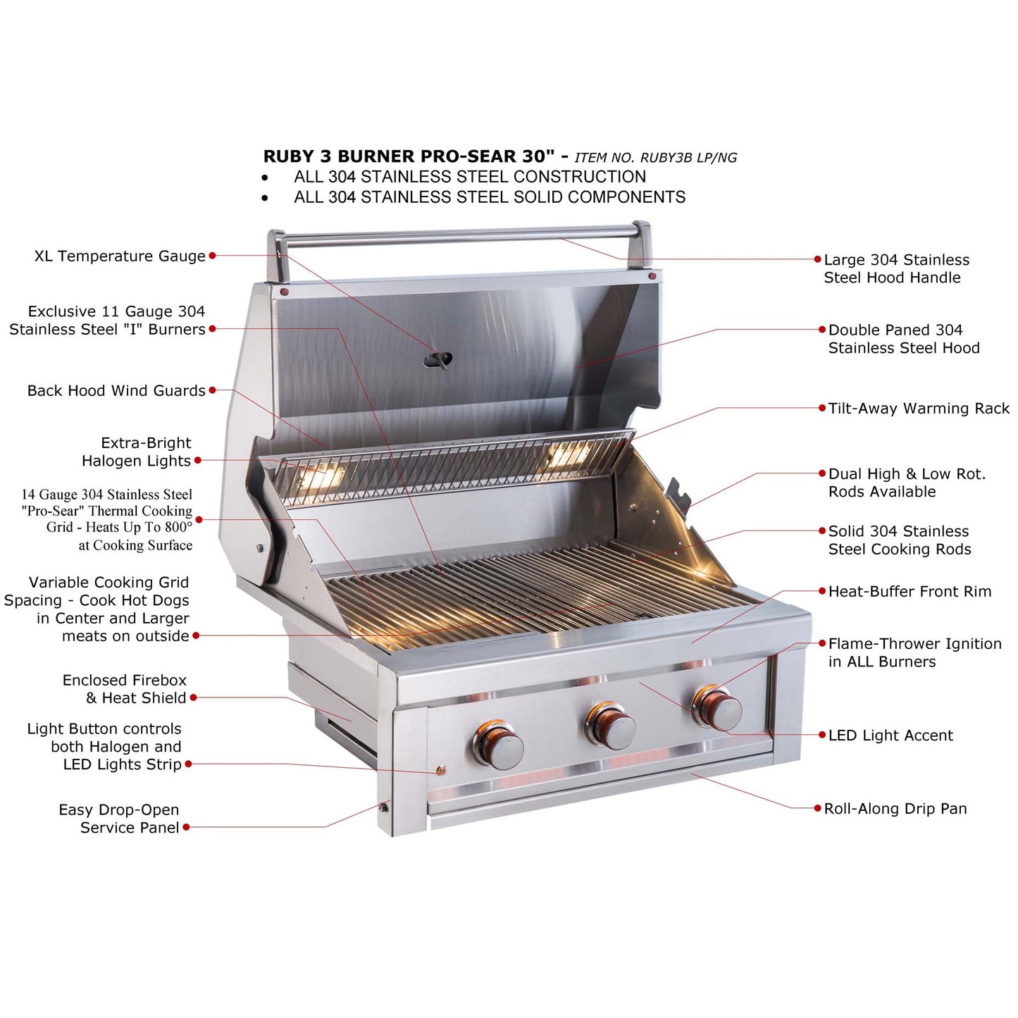 Sunstone Ruby Series 3 Burner Gas Grill