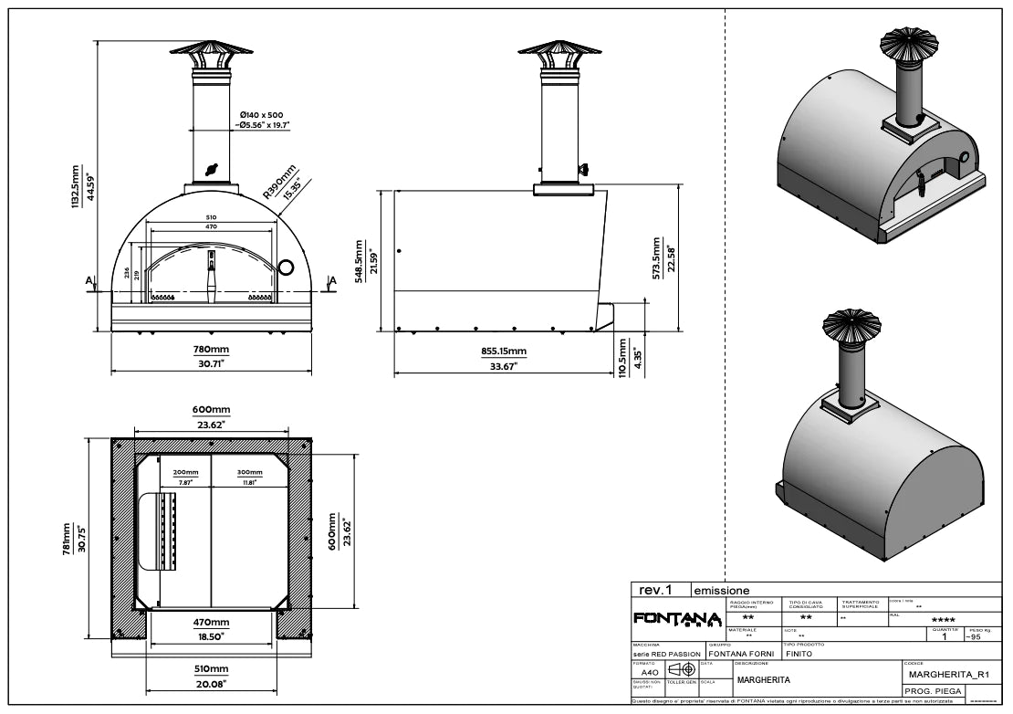 Fontana Margherita Stainless Steel Built-In Gas Pizza Oven