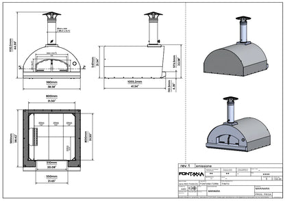 Fontana Marinara Anthracite Built-In Wood Pizza Oven