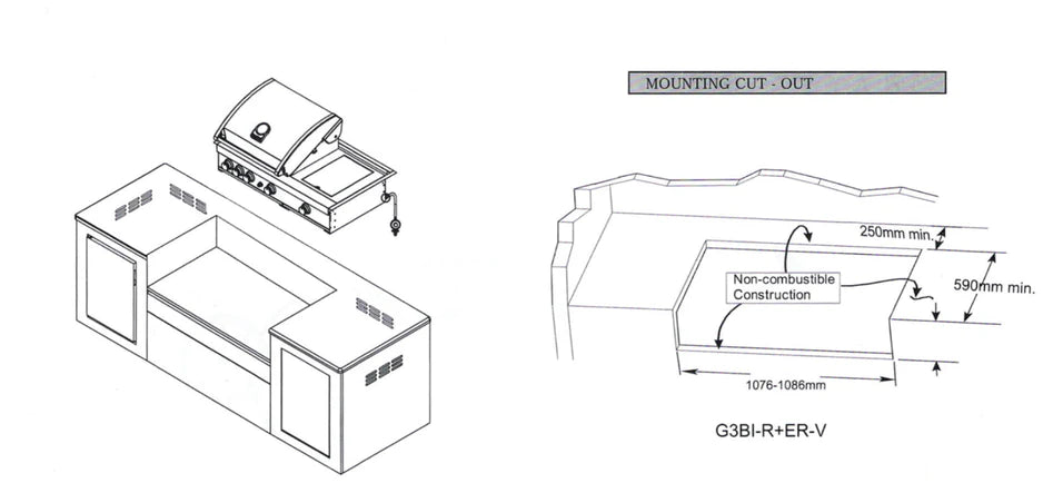 Grandhall 299 Series Premium G4 Plus Waterfall Fridge + Sink, GrandPro Outdoor Kitchen Island