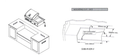 Grandhall 299 Series Premium G4 Plus Waterfall Fridge + Sink, GrandPro Outdoor Kitchen Island