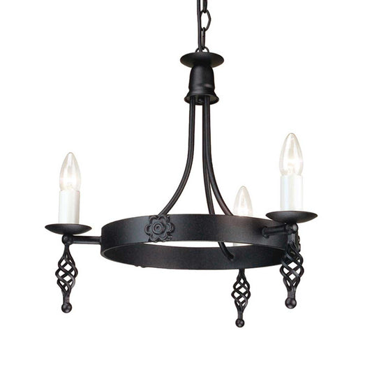 Elstead | Belfry 3 Light Chandelier Black