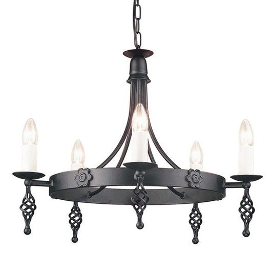 Elstead | Belfry 5 Light Chandelier Black