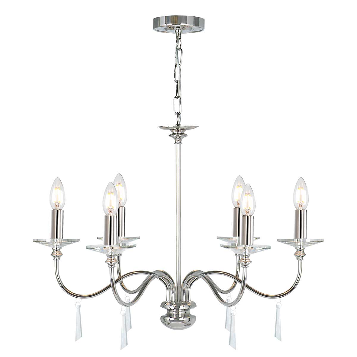 Elstead Lighting | Finsbury Park 6 Light Chandelier – Polished Nickel