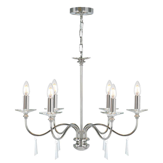 Elstead Lighting | Finsbury Park 6 Light Chandelier – Polished Nickel