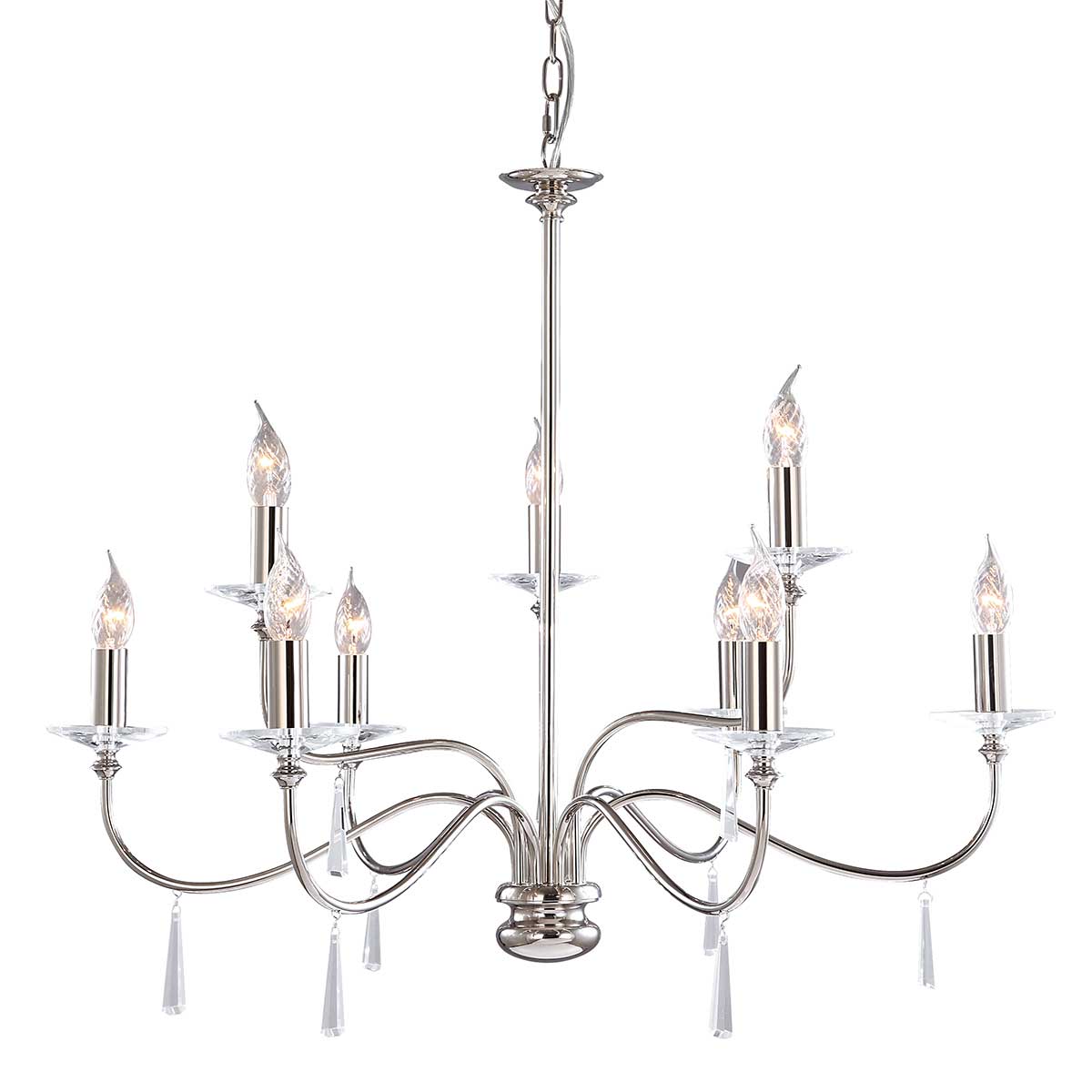 Elstead Lightning | Finsbury Park 9 Light Chandelier – Polished Nickel